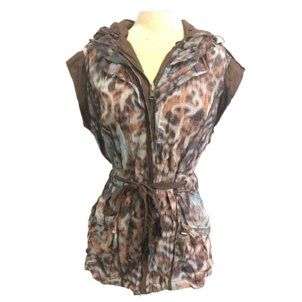 Alberto Makali Vintage Hooded Vest Brown Dyed Effect